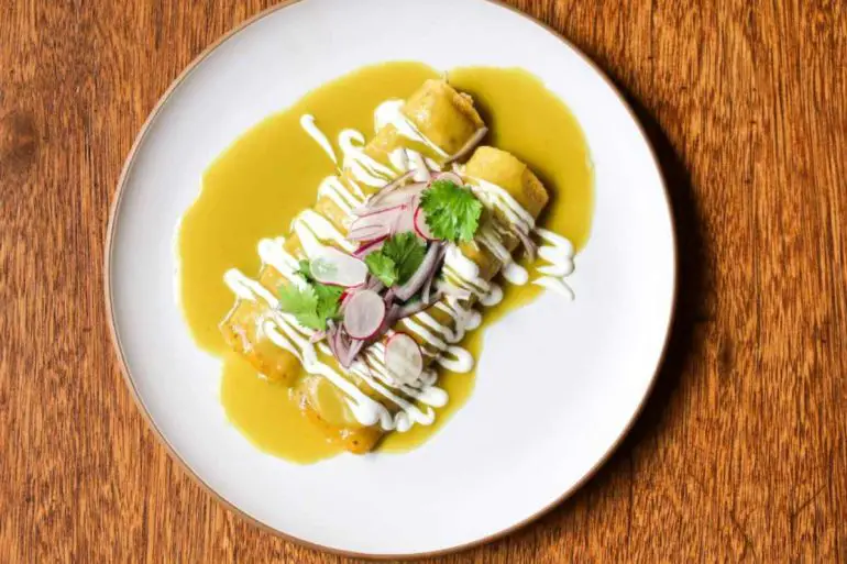 enchiladas at broken Spanish comedor in LA CA