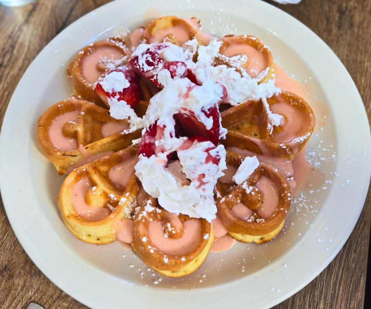 delicious strawberry waffles at pops diner co. in Virginia Beach Virginia