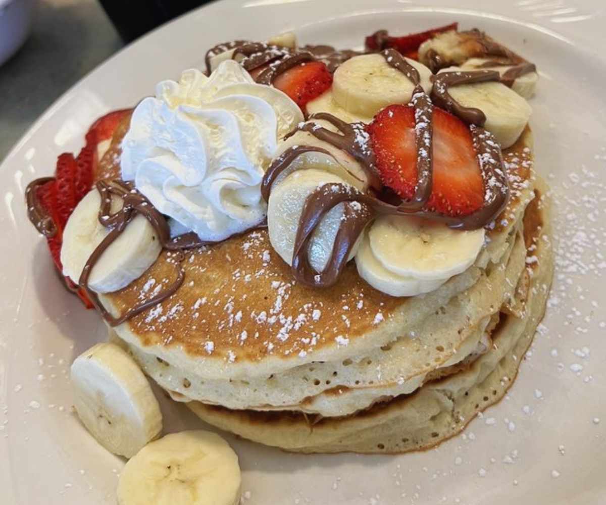Nutella pancakes at stacks pancake house in Denton texas