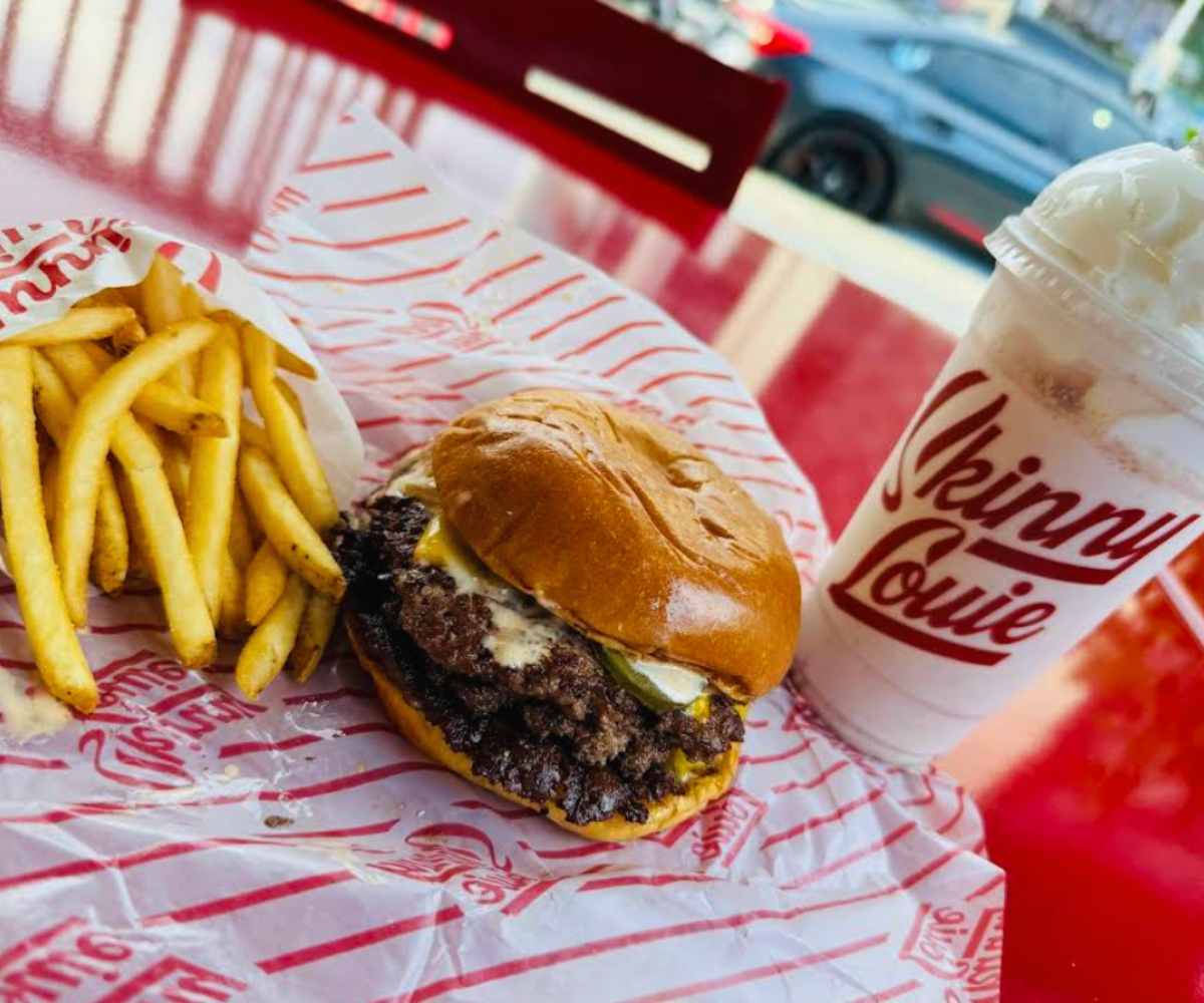 burger fries and shake at skinny Louie in Miami florida
