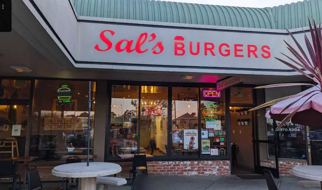 outside sal's burgers in San Mateo california