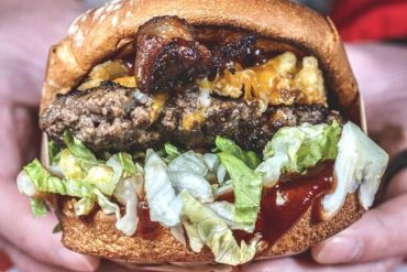 juicy cheeseburger at peter's gourmade burgers in Tustin california