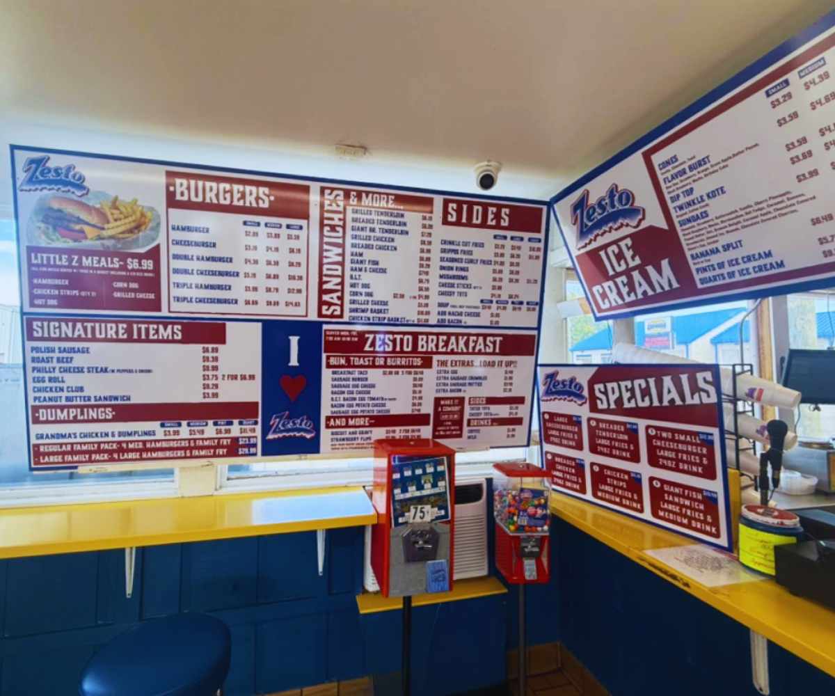 menu at Zesto in Evansville IN