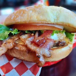 huge burger at nick's burgers and gyros in Everett washington