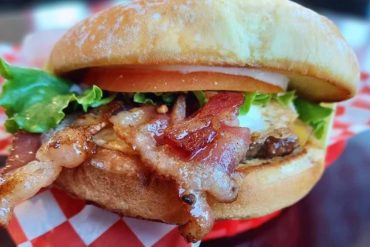 huge burger at nick's burgers and gyros in Everett washington