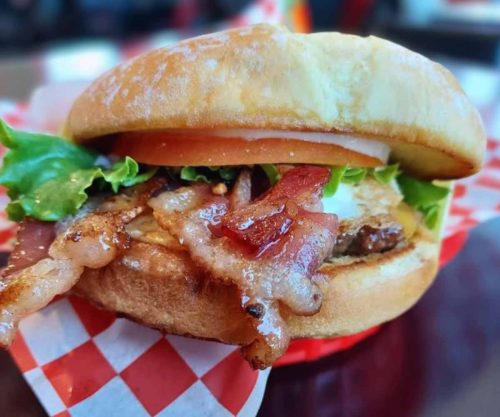 huge burger at nick's burgers and gyros in Everett washington