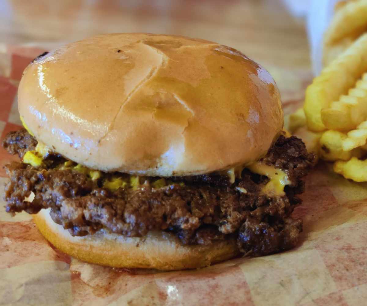 burger at hinkle's hamburgers in Bloomington Indiana