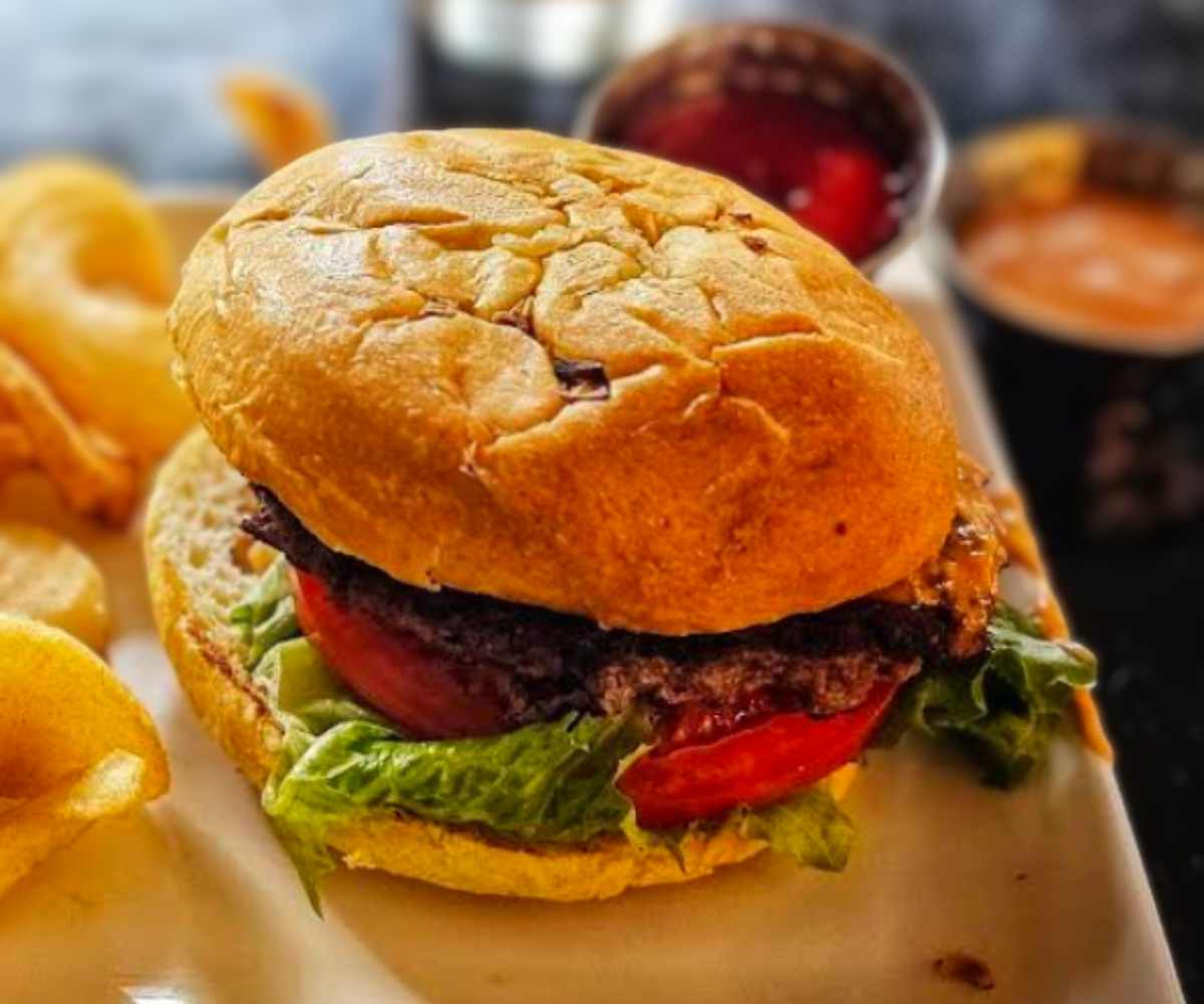 delicious burger at maple and cream restaurant in plantation, florida