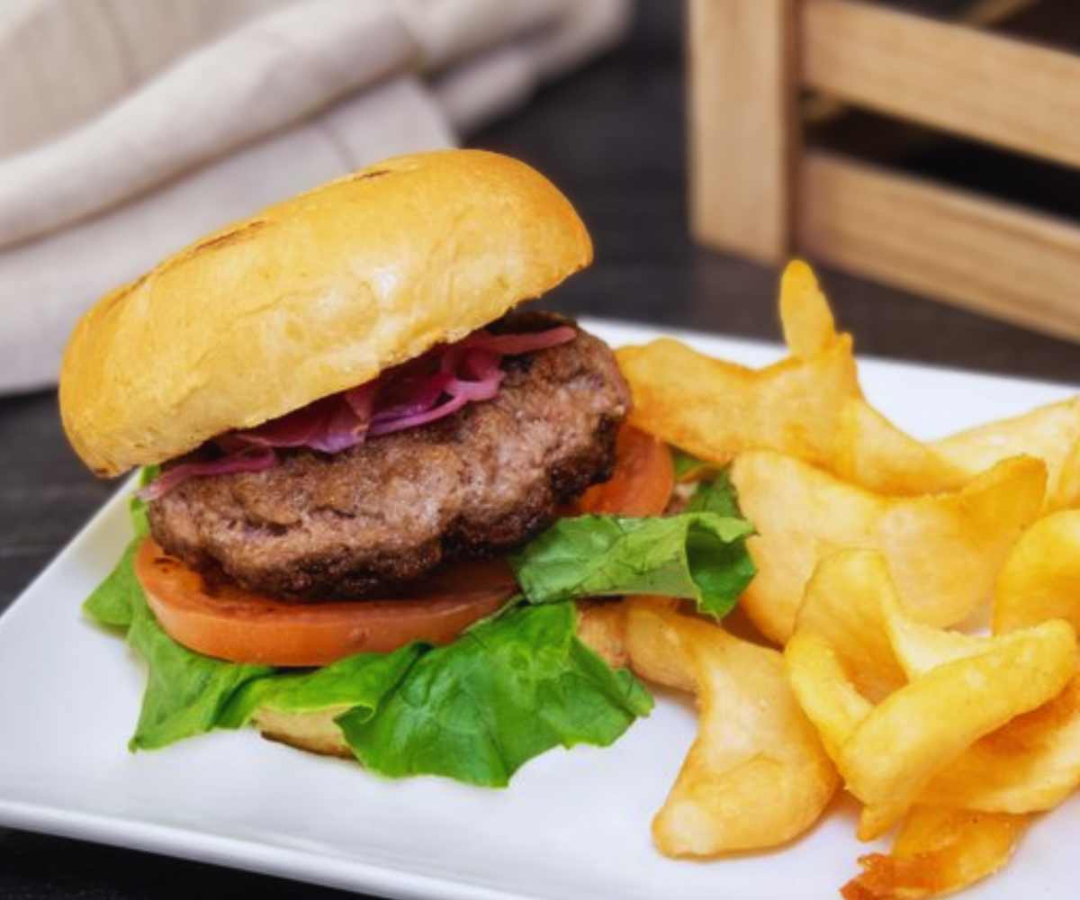 Iberian Pork Burger at maple and cream restaurant in plantation FL