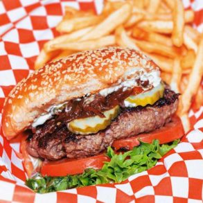 Wagyu burger at oh g burger in Oakland california