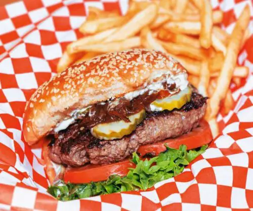 Wagyu burger at oh g burger in Oakland california