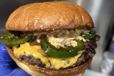 OG Smash with added grilled jalapeños at one twenty three burger in Jurupa valley CA
