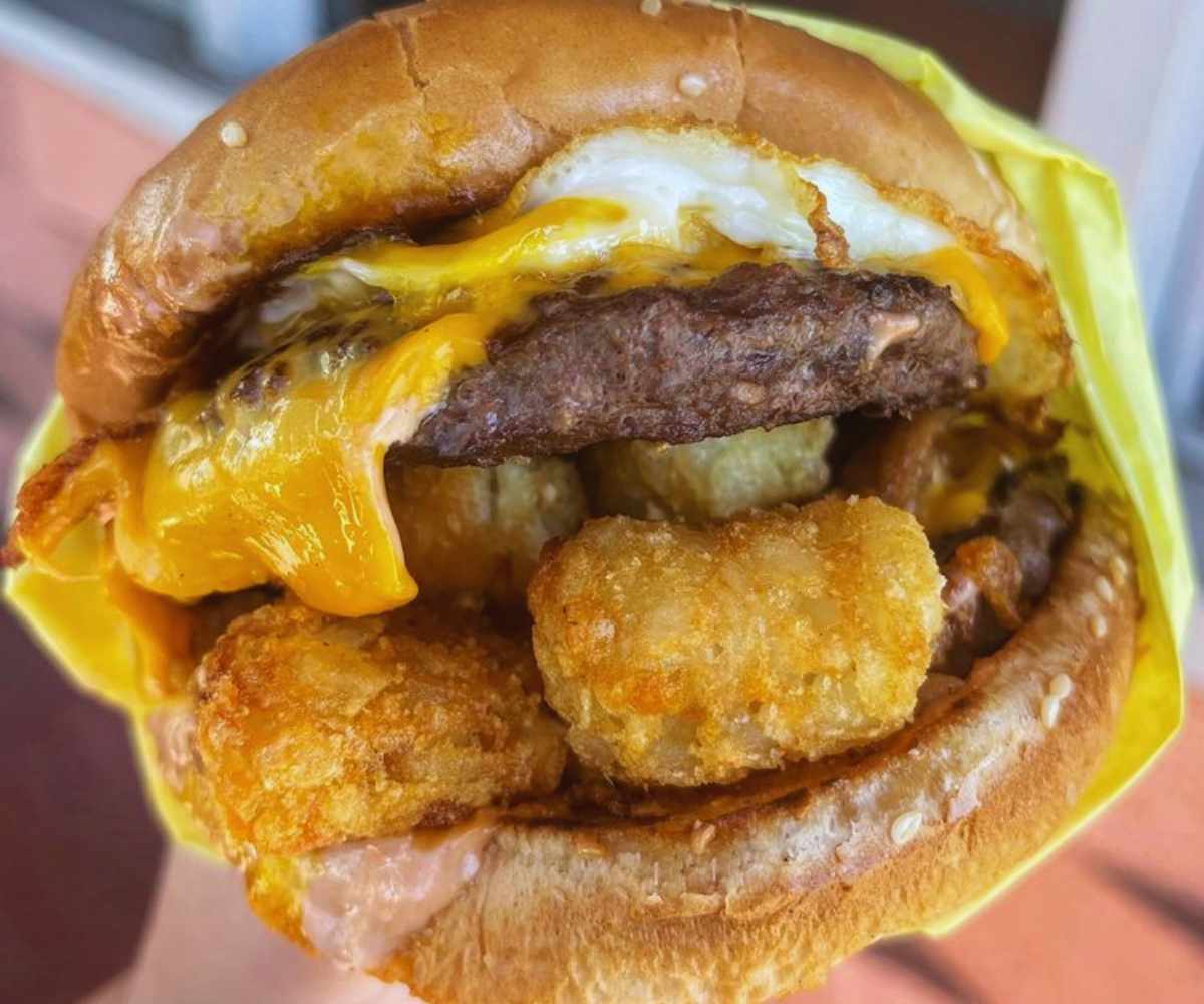 breakfast burger at G&d burgers in la Puente, CA