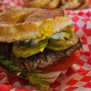 burger at Alamo springs cafe in Fredericksburg texas