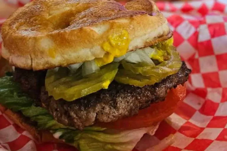 burger at Alamo springs cafe in Fredericksburg texas