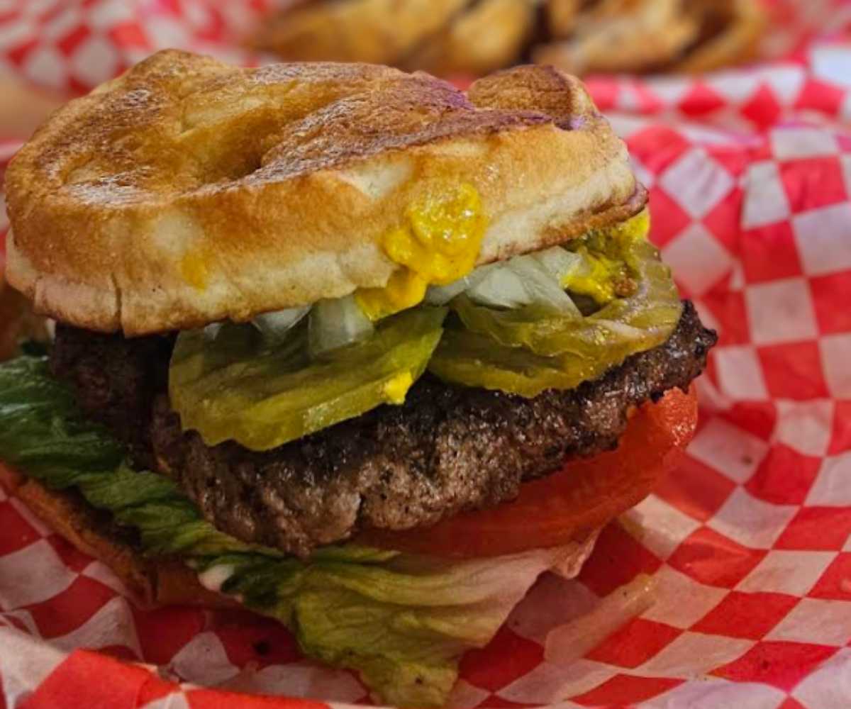 burger at Alamo springs cafe in Fredericksburg texas
