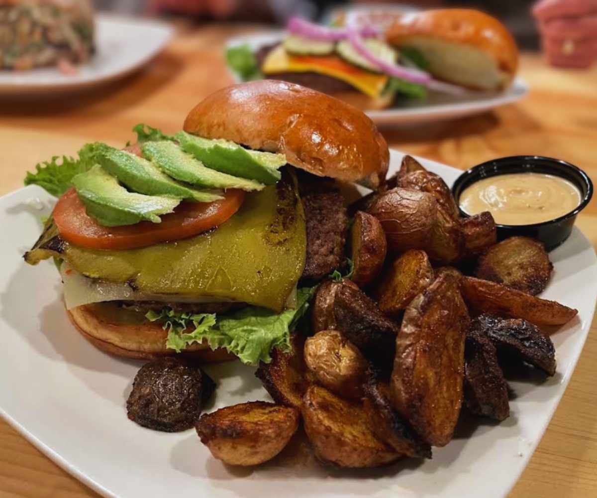 huge burger at house of juju in Visalia ca