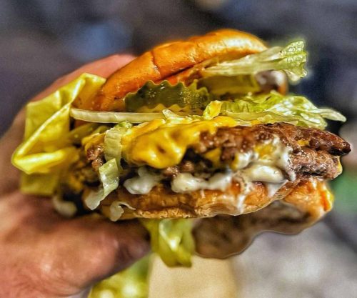 burger at Sizzle Shack Burger in El cajon CA