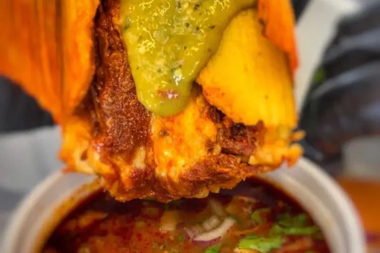 birria tamale dippers at El tamalucas in Las Vegas nv