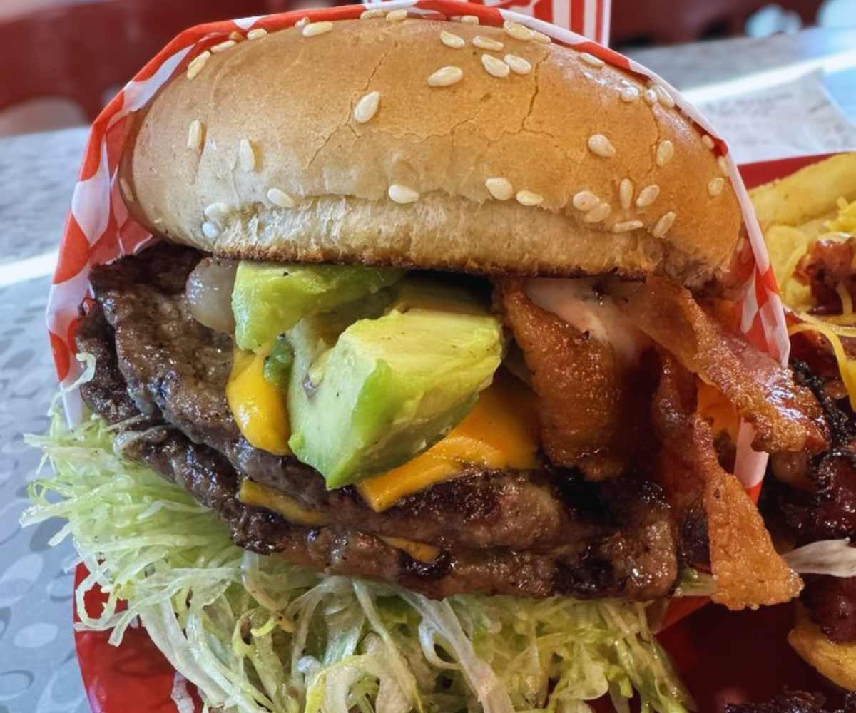 avocado bacon cheeseburger at p and g burgers in Colton CA