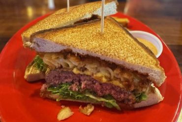fried Mac burger at burgers and barely in Rock Hill, South Carolina
