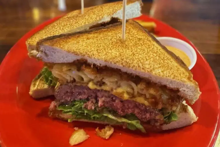 fried Mac burger at burgers and barely in Rock Hill, South Carolina