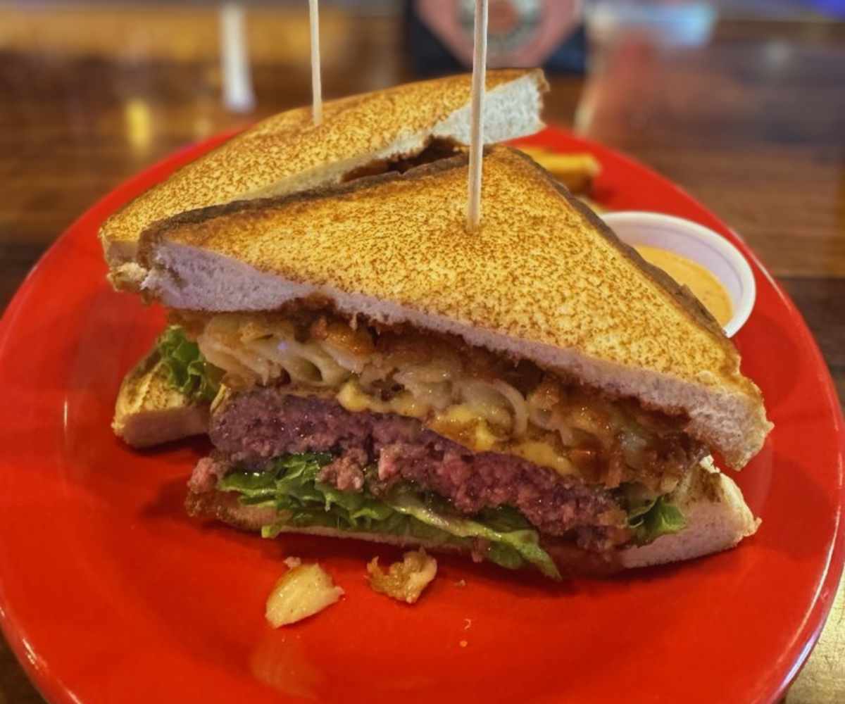 fried Mac burger at burgers and barely in Rock Hill, South Carolina