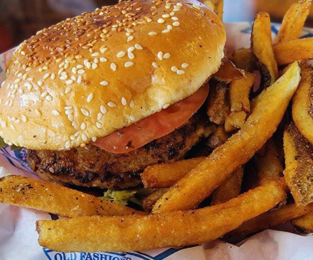huge burger at Babe's Old Fashioned Burgers in San Antonio Texas