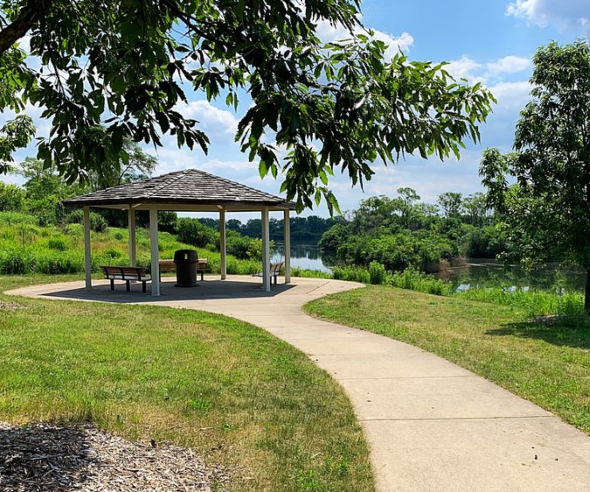Pathway towards the pavilion inside the park