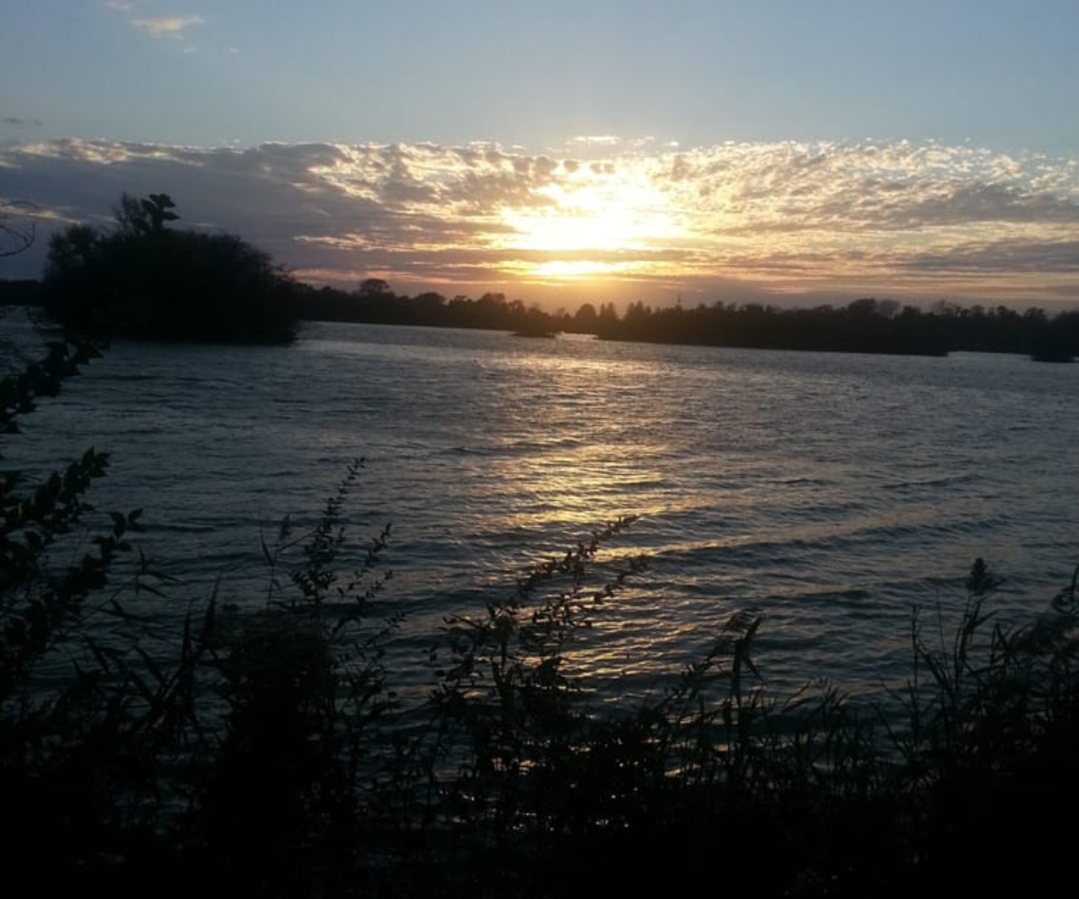 Sunset view on the lake