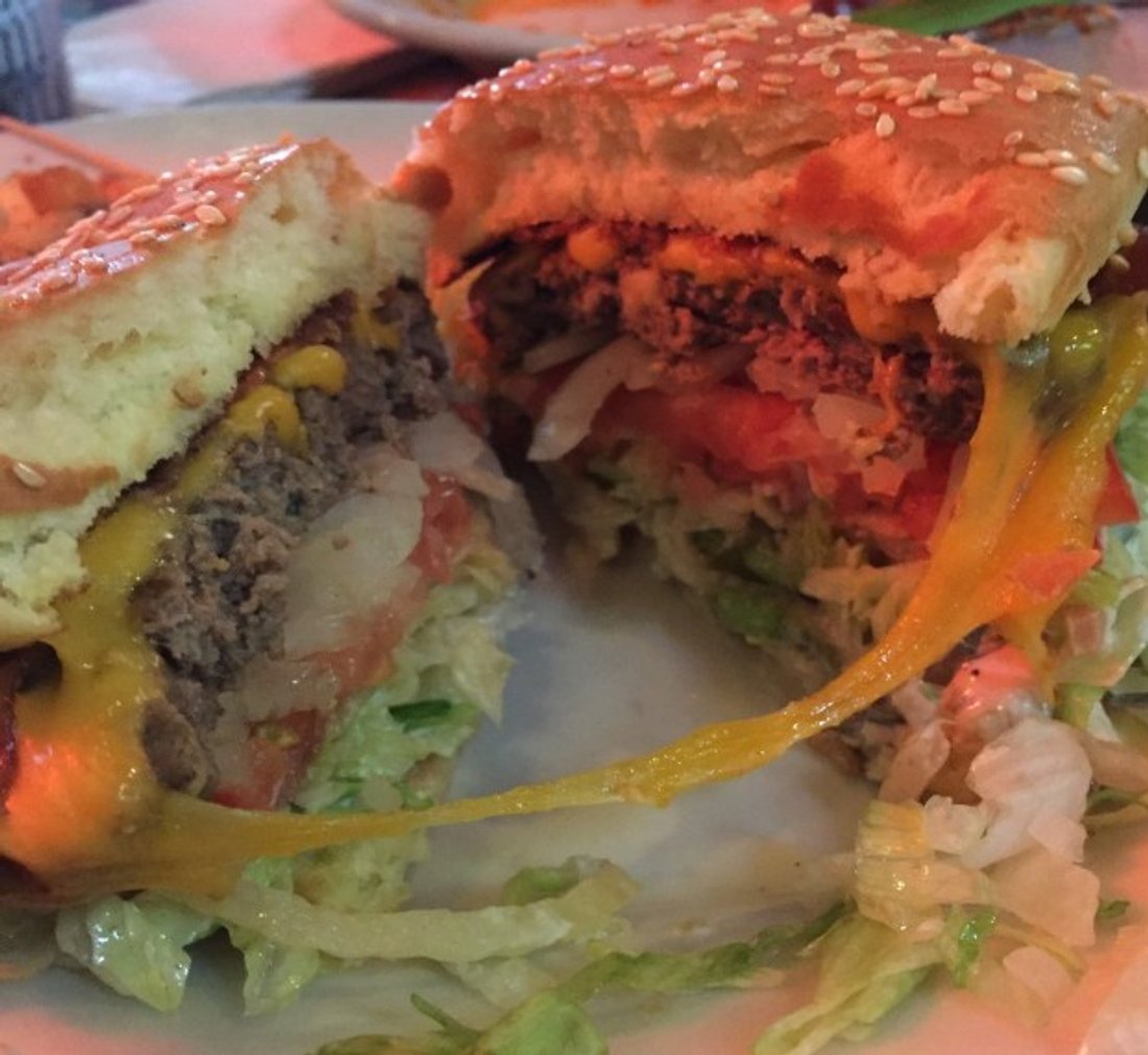 Bacon cheddar burger in The Pumphouse Bar & Grill located in Bellevue, WA. 