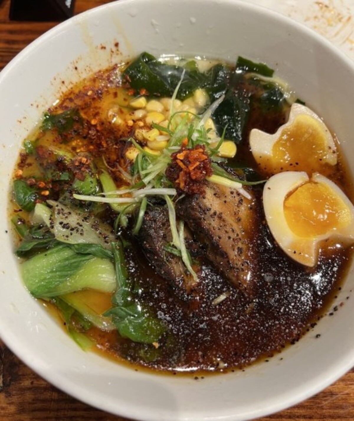 Black garlic ramen at Noodle Boulevard located in Cary, NC.