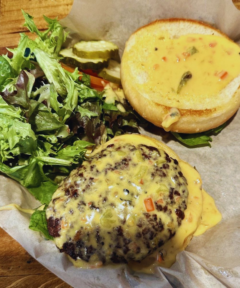 Queso burger at Rich's Burgers N Grub in Salt Lake City