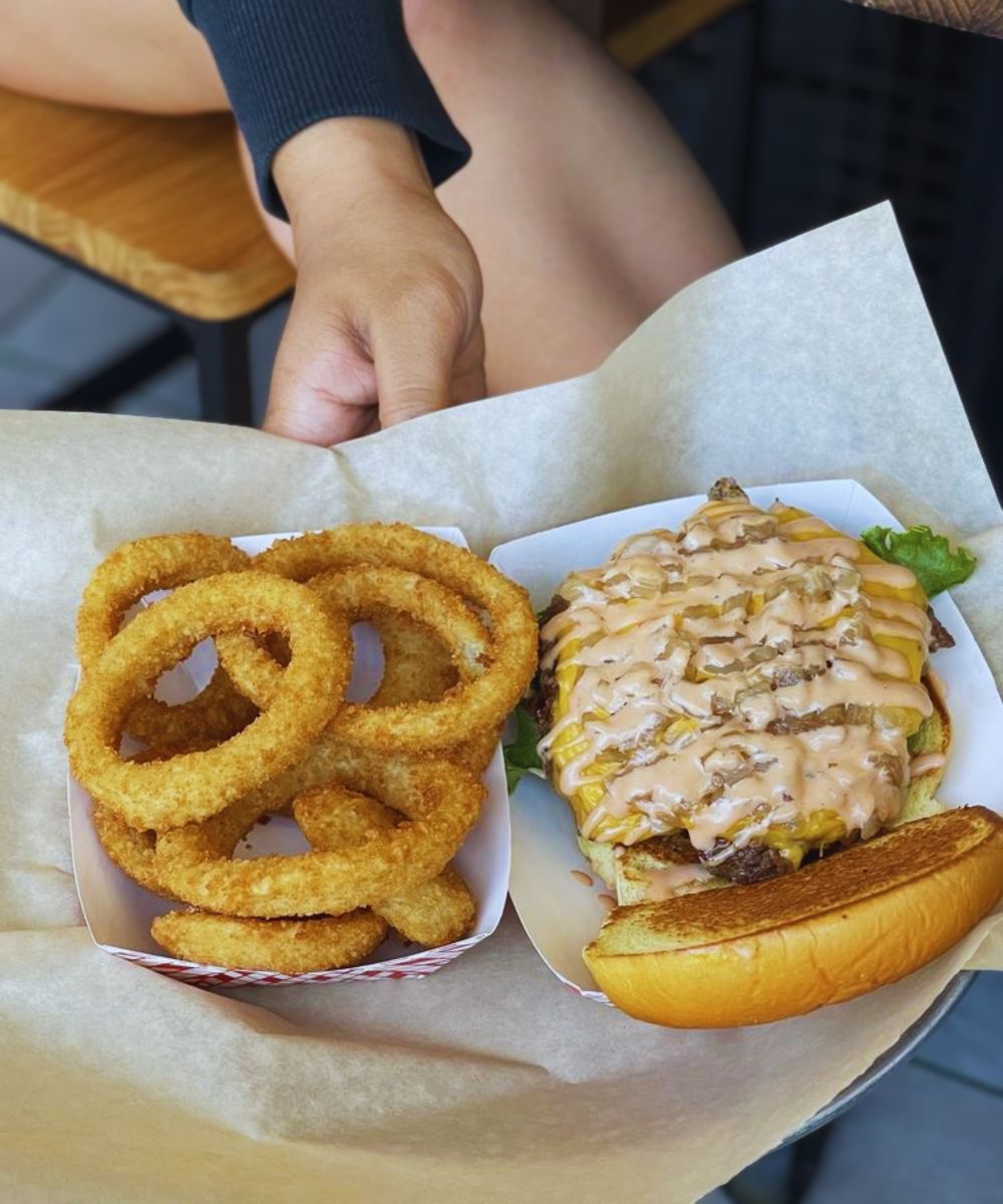 Burger at Main Street Burgers in Fresno, CA
