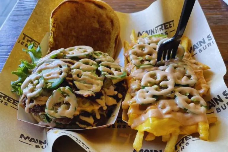 Burger at Main Street Burgers in Fresno, CA