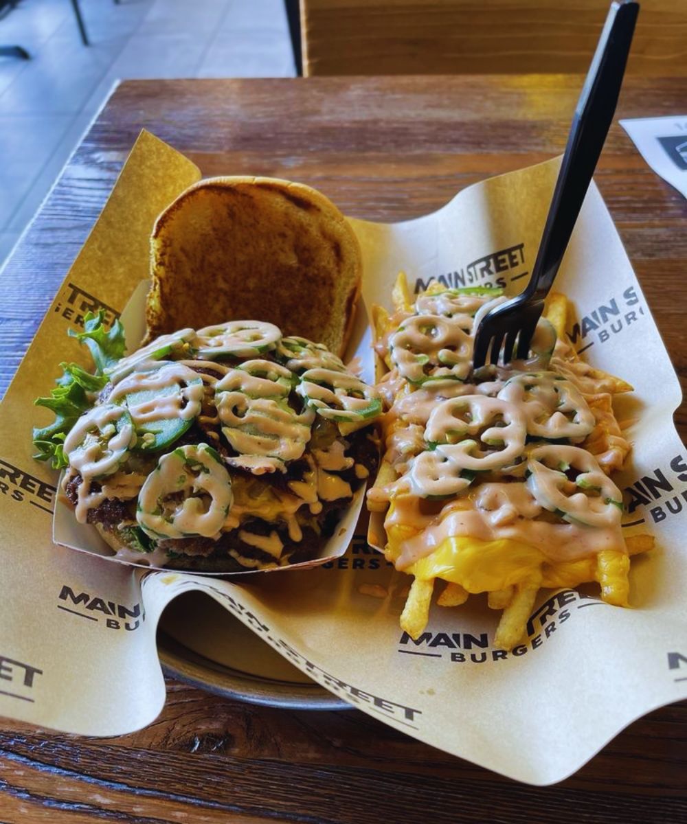 Burger at Main Street Burgers in Fresno, CA