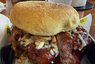 Burger at Pop Up Chicken Shop located in Peoria, IL.