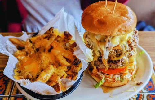 he "Thurmanator" with cheese fries Thurman Cafe in Columbus, OH