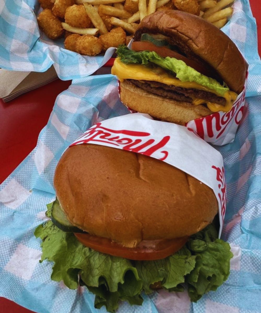Double patty burger at Monty's Good Burger in Los Angeles, CA
