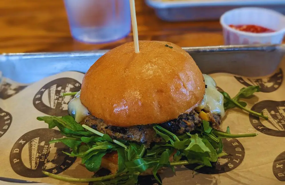 Ross Island (black bean) slider at PDX Sliders in Portland, OR 