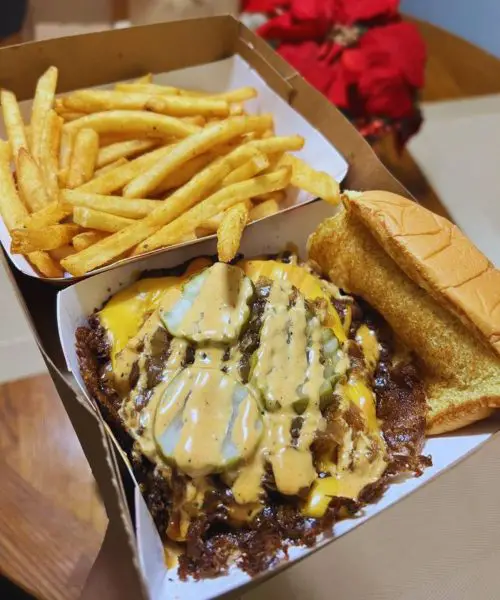 Double with extra sauce at Easy Street Burgers