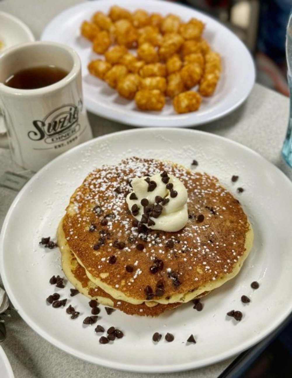 Cannoli Pancakes at Suzie's Diner in Hudson, NH.