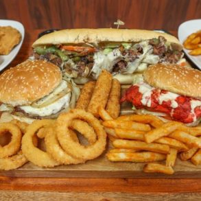 Cheese burger, mozarella Sticks, onion rings, seasoned fries, Chopped Cheese, grill chicken sandwich at Crispy Halal located in Allentown, Pennsylvania.