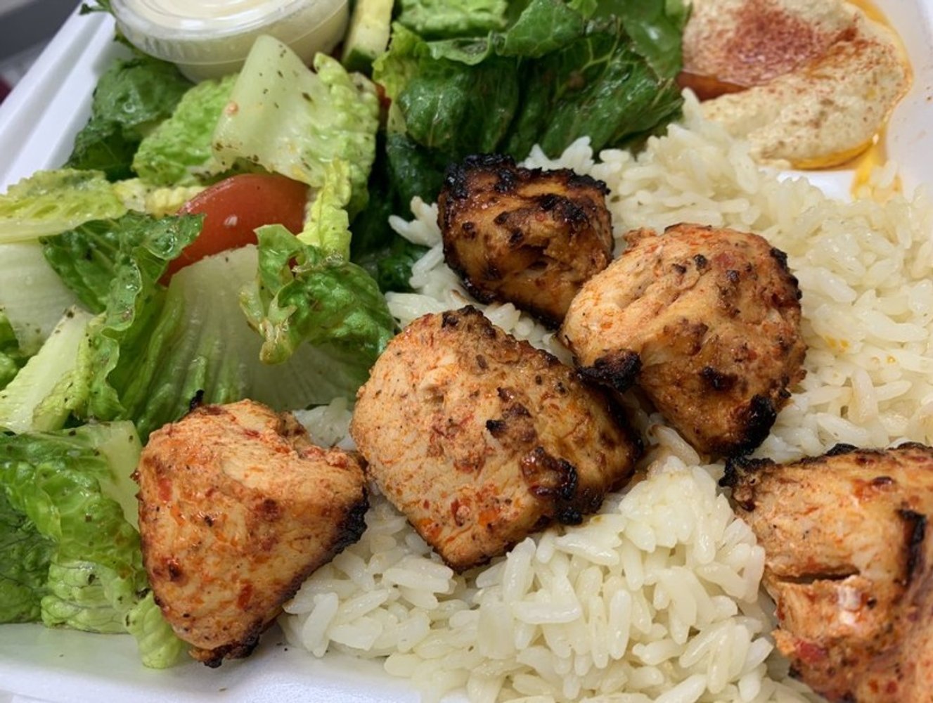 Chicken Kebab Plate at Janet's Mediterranean Cuisine in Duarte, CA.