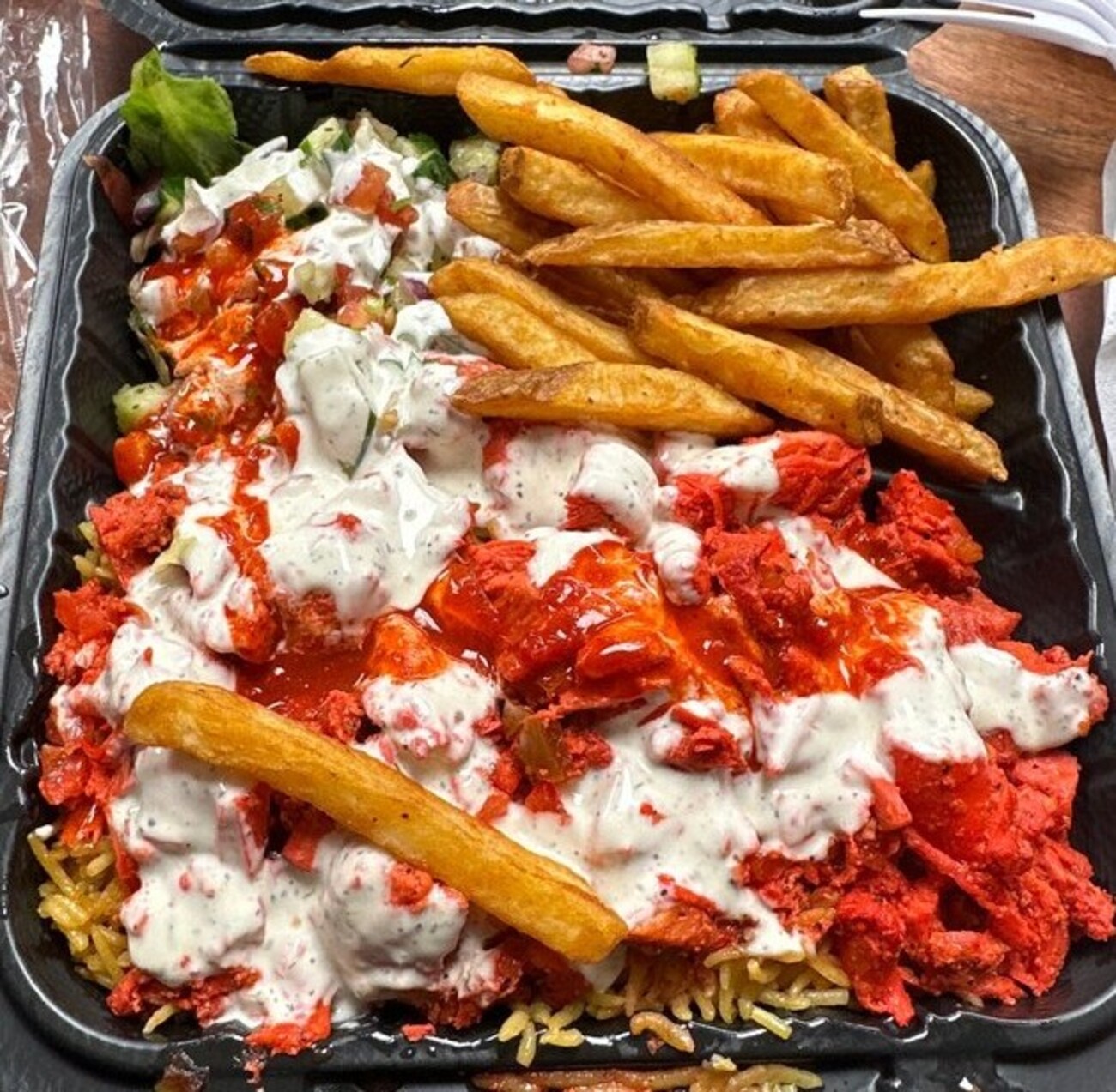 Chicken Platter at Crispy Halal located in Allentown, Pennsylvania.