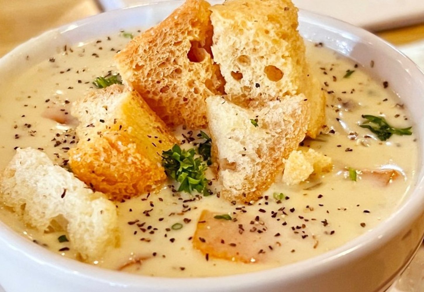 Clam Chowder in Henry Flach in West Allis, WI.