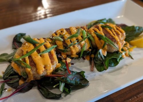 Crab cakes appetizer in Farm 12 in Puyallup, WA.