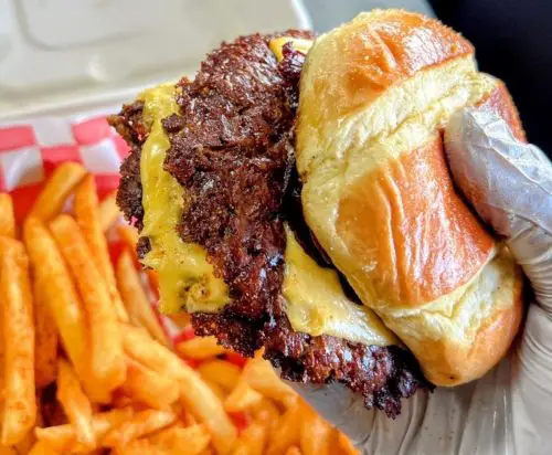 Double smash burger inCleave Land Grill located in Strongsville, OH.