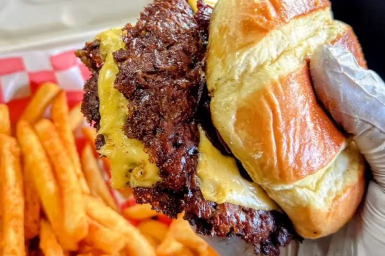 Double smash burger inCleave Land Grill located in Strongsville, OH.