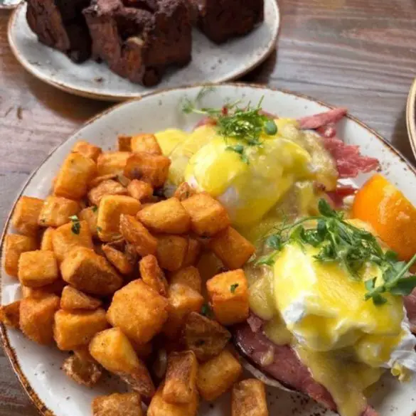 Eggs Benedict in Farm 12 in Puyallup, WA.